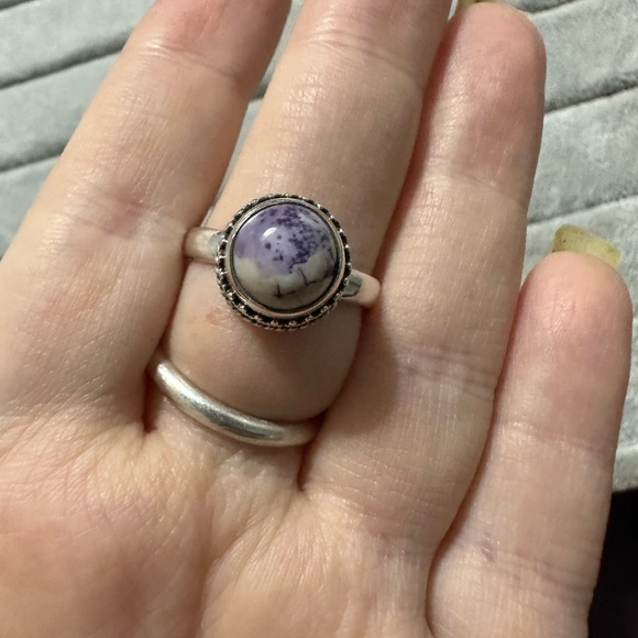 New Sterling Silver Purple Utah Tiffany Stone Sz 8.75 Circle Stone Raised Bezel - Picture 4 of 9